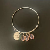 Name Bracelet With Birthstone Engraved Name Bangle Family Women Birthday's