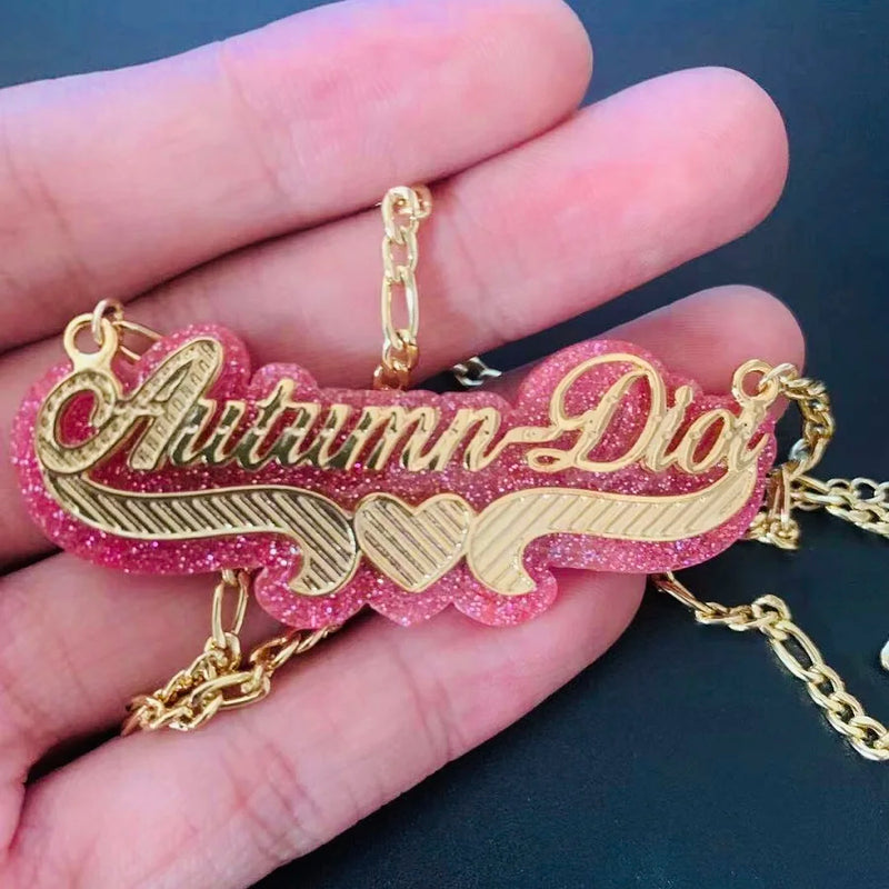 Name Necklace Personalized Acrylic Nameplate Chain Pendant