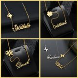 Heart Butterfly Pendant Name Necklace, Personalized Choker Jewelry