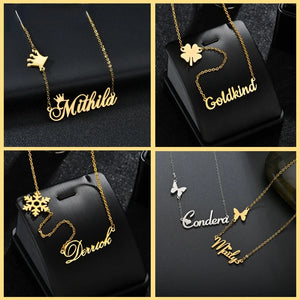 Heart Butterfly Pendant Name Necklace, Personalized Choker Jewelry
