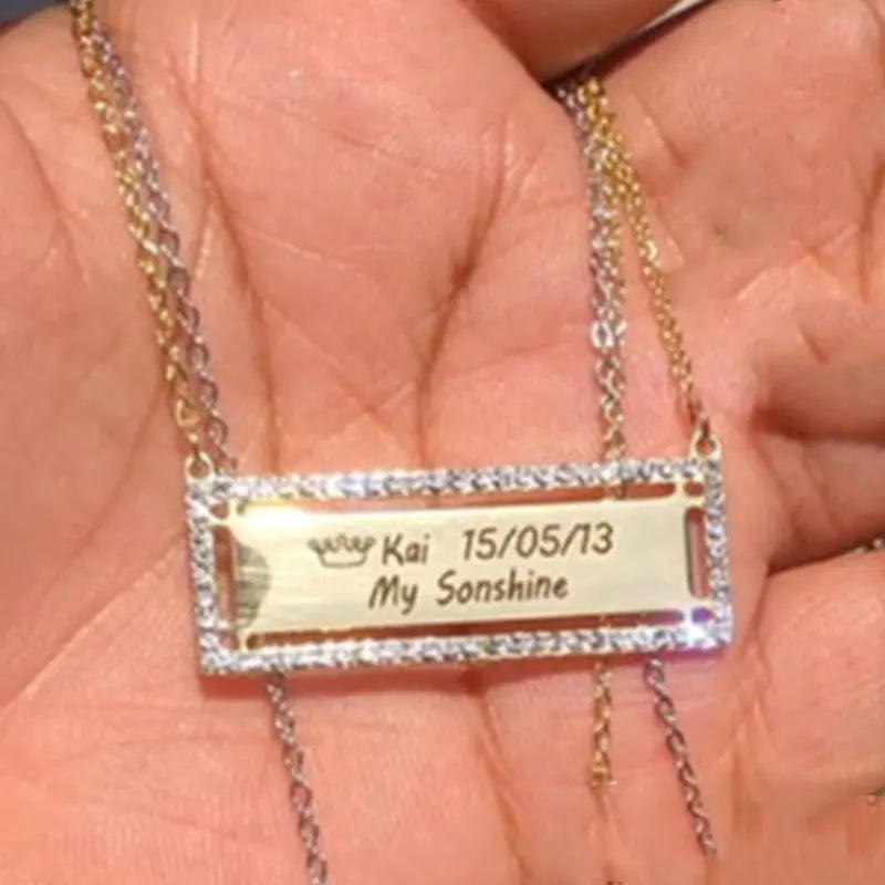 Personalized Name Necklace with Diamonds Heart Pendant