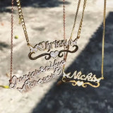 Personalized Name Necklace with Diamonds Heart Pendant
