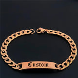 Stainless Steel Words Bar Bracelet Men Engraving Name Bangle