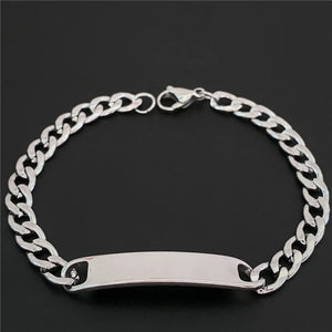 Stainless Steel Words Bar Bracelet Men Engraving Name Bangle