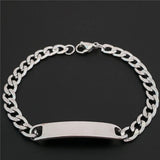 Stainless Steel Words Bar Bracelet Men Engraving Name Bangle