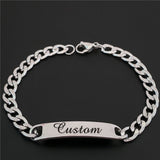 Stainless Steel Words Bar Bracelet Men Engraving Name Bangle