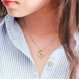 Cat Moon Pendant Silver Necklace Charm Box Chain Kitten