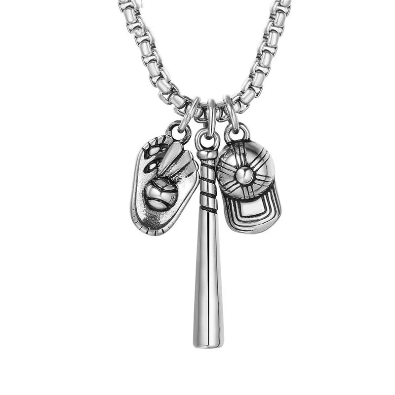Baseball Cap Pendant Stainless Steel Necklace for Women Girls Birthday Gift