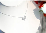 Bow Pendant Necklace 925 Sterling Silver Choker Women Wedding Jewelry