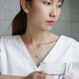 Bow Pendant Necklace 925 Sterling Silver Choker Women Wedding Jewelry