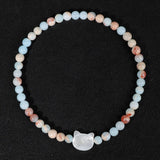 Cat Eyes Shell Charm Bracelet Crystal Quartz Stone Beaded Bracelet
