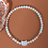 Cat Eyes Shell Charm Bracelet Crystal Quartz Stone Beaded Bracelet