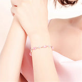 Clover Pink Crystal Zircon Chain Bracelet for Women
