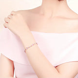 Clover Pink Crystal Zircon Chain Bracelet for Women