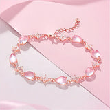 Clover Pink Crystal Zircon Chain Bracelet for Women