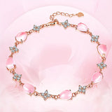Clover Pink Crystal Zircon Chain Bracelet for Women
