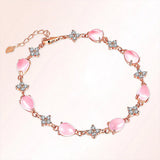 Clover Pink Crystal Zircon Chain Bracelet for Women