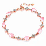 Clover Pink Crystal Zircon Chain Bracelet for Women