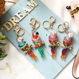 Crystal Parrot Key Chain Rhinestone Lady Bag Trinket Wedding Jewelry