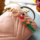 Crystal Parrot Key Chain Rhinestone Lady Bag Trinket Wedding Jewelry