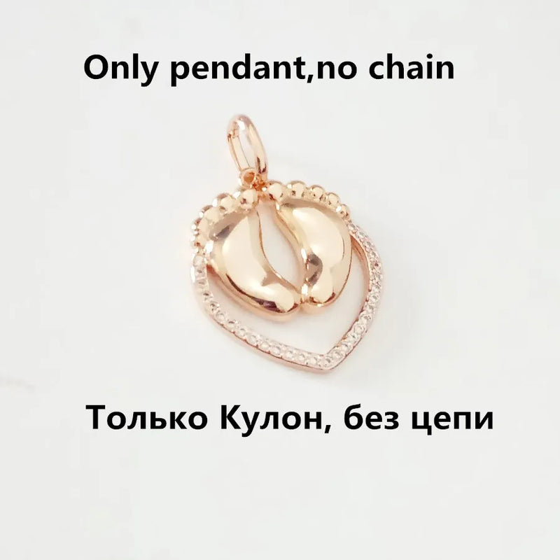 Cubic Zircon Pendant 585 Rose Feet Shape Pendant Necklace