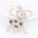 Deer Keychain Enamel Crystal Key Holder Bag Charm 3 Colors