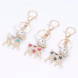 Deer Keychain Enamel Crystal Key Holder Bag Charm 3 Colors