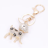 Deer Keychain Enamel Crystal Key Holder Bag Charm 3 Colors