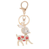 Deer Keychain Enamel Crystal Key Holder Bag Charm 3 Colors