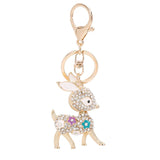 Deer Keychain Enamel Crystal Key Holder Bag Charm 3 Colors