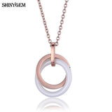 Ceramic Stainless Steel Necklace Girl Plating Chain Black/White