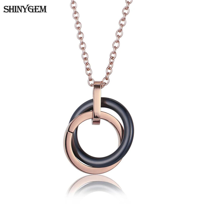 Ceramic Stainless Steel Necklace Girl Plating Chain Black/White