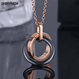 Ceramic Stainless Steel Necklace Girl Plating Chain Black/White