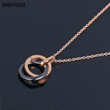 Ceramic Stainless Steel Necklace Girl Plating Chain Black/White