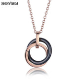 Ceramic Stainless Steel Necklace Girl Plating Chain Black/White