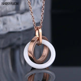 Ceramic Stainless Steel Necklace Girl Plating Chain Black/White