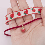 Strawberry Pendant Velvet Choker Necklace for Women