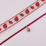 Strawberry Pendant Velvet Choker Necklace for Women