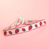 Strawberry Pendant Velvet Choker Necklace for Women