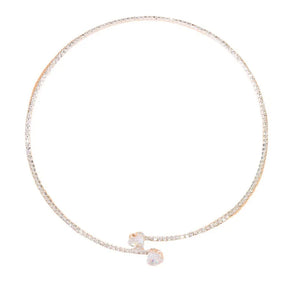 Rhinestone Heart Collar Choker Necklace for Women