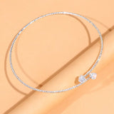Rhinestone Heart Collar Choker Necklace for Women