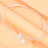 Rhinestone Heart Choker Necklace Open Collar Jewelry