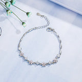 Pink Crystal Zircon Diamonds Chain Bracelet Silver Jewelry
