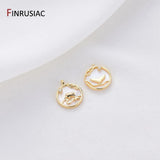 Whale & Fish Tail Round Pendant, DIY Jewelry Necklace 14k Plated Brass Part