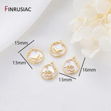 Whale & Fish Tail Round Pendant, DIY Jewelry Necklace 14k Plated Brass Part