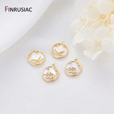 Whale & Fish Tail Round Pendant, DIY Jewelry Necklace 14k Plated Brass Part