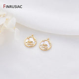 Whale & Fish Tail Round Pendant, DIY Jewelry Necklace 14k Plated Brass Part