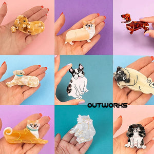 Dog Acrylic Hair Pins Geometric Hair Clamp Grab Hair Styling Hair Clips
