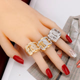 D-shaped CZ Stackable Rings Women Jewelry Accessories