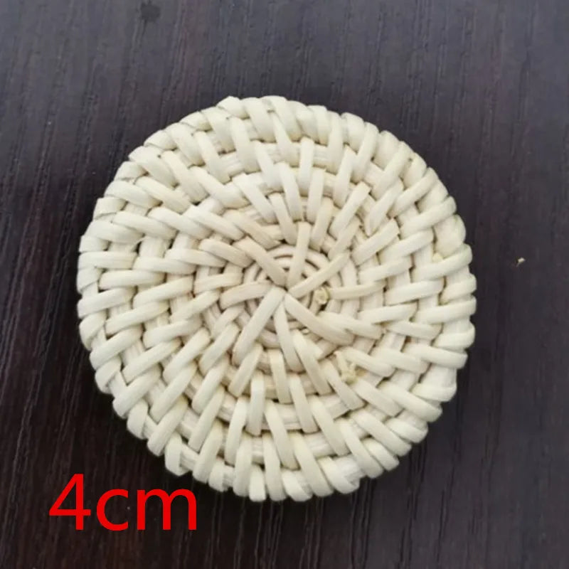 Wooden Straw Weave Rattan Round Earring Findings 10pcs